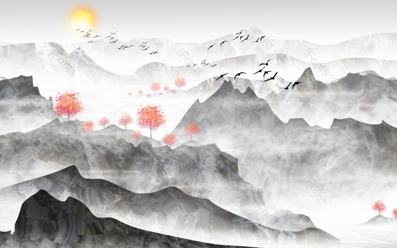 中国风手绘风景山水插画背景设计,插画/手绘图,插画/手绘图库,插画/手绘图下载,插画/手绘